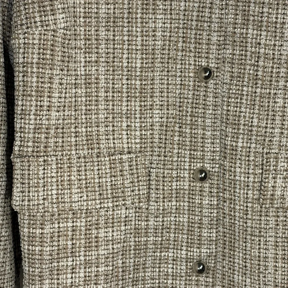 Merokeety Tweed Textured‎ Button Jacket Women's M Neutral Lightweight Blazer